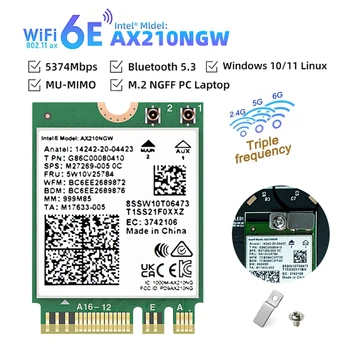 WiFi 6E Intel AX210 Bluetooth 5,3 М. 2 Безжична Карта AX210NGW 2,4 Ghz И 5 Ghz И 6 Ghz 5374 Mbps, 802.11 ax Wifi 6 Адаптер За преносими КОМПЮТРИ