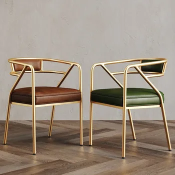 Скандинавските Трапезни столове за всекидневна Модерен и Луксозен Салон Ергономична Спалня Стол от Изкуствена кожа Със златни крака Дизайн Cadeira Мебели за дома WK