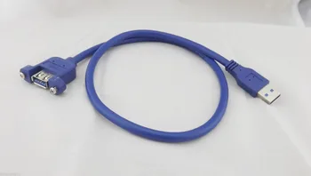 10шт удължителен кабел USB 3.0 A от мъжа към жената, формованный кабел за закрепване на панел с винтовым заключване 0,6 м