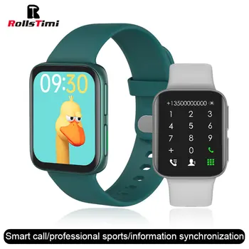 Rollstimi мъжки и женски умни часовници, модни arc с пълен сензорен екран, водоустойчив, часовник с аларма за фитнес, смарт гривна Android и IOS