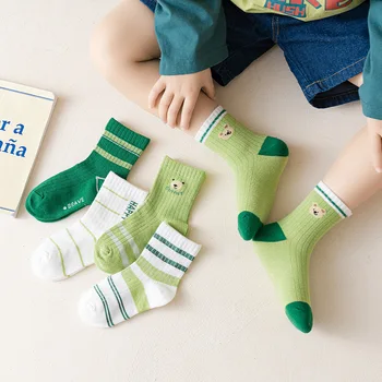 5 бр., детски плетени калъф за мека модни чорапи с букви, детски чорапи със средна тръба, дълги чорапи за малки момчета и момичета, ежедневни чорапи