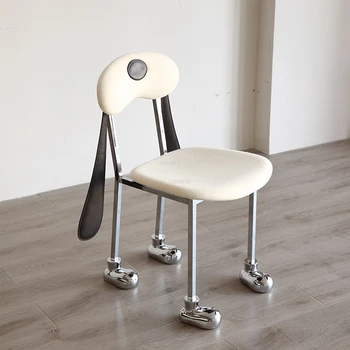 Креативни дизайнерски столове за дневна, модерен стол с облегалка от неръждаема стомана за всекидневната, просто украса, маса за Хранене, стол, Мебели за дома