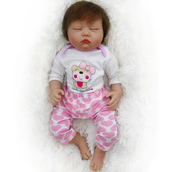 21-инчов Силиконова Кукла Reborn Baby Doll за спящи Момичета Бебе на Жив Меки Играчки за Букети Кукла Bebe Reborn Toys