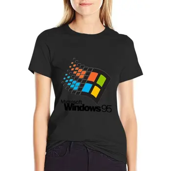 Тениска Windows 95Small, тениска с къс ръкав, къси тениски, тениски с графичен дизайн, рокля-риза за жени с графичен дизайн