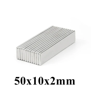 2-100 бр 50x10x2 мм Супер мощни редкоземельный блок Неодимовый магнит NdFeB, Неодимови магнити N35 50x10x2 мм
