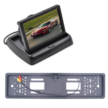 4.3-Инчов Автомобилен HD Монитор Огледала за обратно виждане TFT-LCD Цветен монитор Автоматична Система за Помощ При паркиране Frame Регистрационен номер на ЕС Автомобилна Камера за Обратно виждане