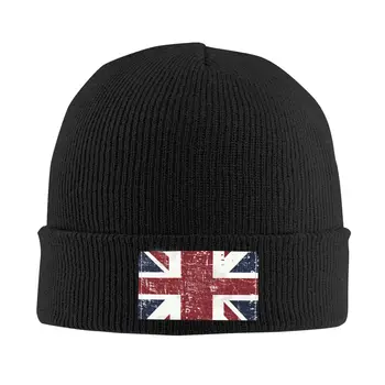 Шапки-абсорбатори с британския флаг, вязаная шапка в стил хип-хоп за жени, мъже, зимна топла Юниън Джак, Великобритания, Skullies Beanies Caps