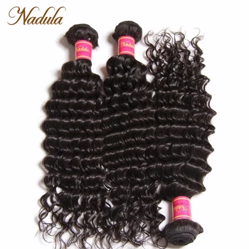 Косата Надула, перу снопчета коса с дълбока вълна от коси 12-26 инча, 3 връзки, Тъкане на коса, Реми, натурален цвят