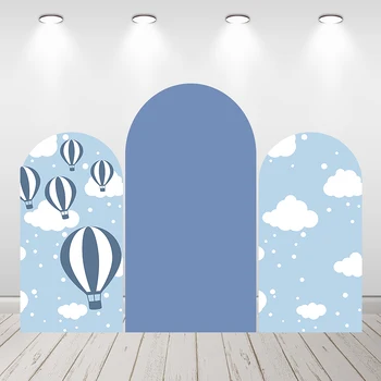 Арка за душата на Новороденото, монтиран на стената фон, Корица, Синьо-Бели Облаци, на Фона на балони, фотографско студио
