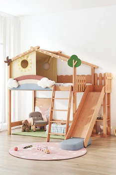 Горещи продажба на мултифункционални детски дървени легла baby king size room, комплект мебели за спалня, детска с двуетажно легло с трамплин