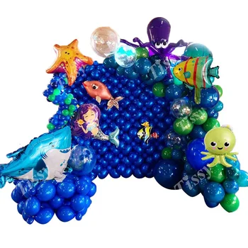 1 бр. кутия с балони под формата на океански животни, балони във формата на акули и риба за деца, декорация във формата на морски животни за рожден ден, направи си сам, вечерни аксесоари