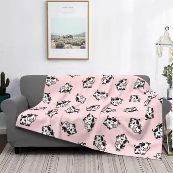Одеяло, произведено от краве мляко, мек вълнен плат текстилен интериор, селскостопански животни, moo kawaii, сладки дишащи топли одеяла за спално бельо