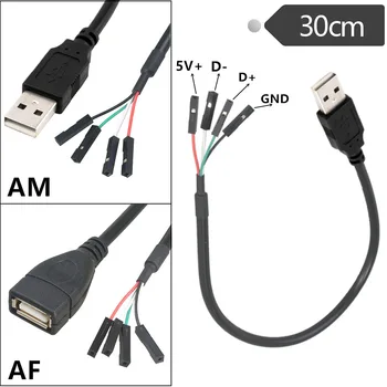 4 * 1Pin дънна платка с конектор USB 2.0, конектор Dupont Продължавам Cable0.3m