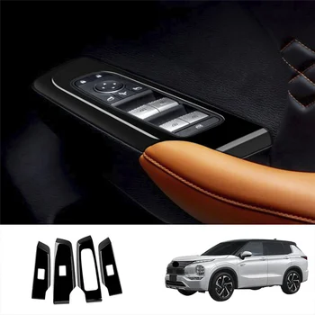 Автомобилно гланцово черно стъкло, бутон за Повдигане, тампон на вратата подлакътник за Mitsubishi Outlander 2022 + RHD