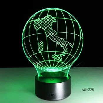 Италия Карта на Земята, Светлина, 3D Визуални Led Лампа 7 Цвята Гъби USB Спалня Малка Настолна Лампа 7 Цвята Променящата Led Офис Лампа AW-229