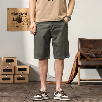Мъжки ежедневни летни шорти Градинска дрехи на Модни мъжки обикновена преки, къси панталони с дължина до коляното