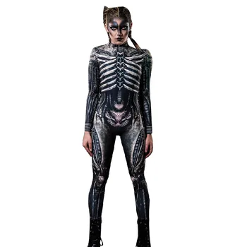 Ново детско боди с виртуален скелет, униформи за cosplay с принтом на ужасите за Хелоуин, трика за момичета