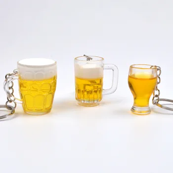 Нов ключодържател с имитация на бира, чаши за мъже и жени, двойка ключодържатели, окачване на чанти