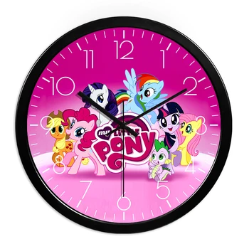 Мультяшные часовници Little Horse Polarome, сладък розов часовник за детската градина, за украса на класната стая, творчески стенни часовници за детска стая, безшумни стенни часовници