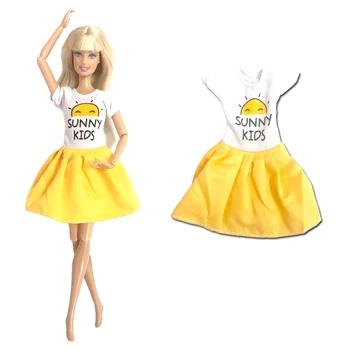 NK 1 комплект благородна дрехи принцеса 30 см, жълта пола трапецовидна форма с изображение на Слънцето, модерни дрехи за Барби, аксесоари за кукла, подарък за дете