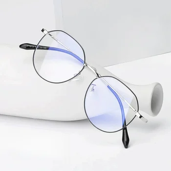 Метални кръгли очила с защита от синя светлина, женски мъжки класически квадратни рамки за очила, прозрачни Компютърни очила
