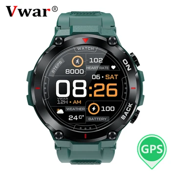 VWAR K37 GPS смарт часовници за мъже, спорт на открито, фитнес тракер, наблюдение на сърдечната честота, IP68, водоустойчив умни часовници, 480 ма, дълъг живот на батерията