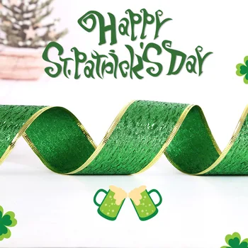 Украса за Св. Патрик, с дължина 5 м, зелена лента, за да проверите за празнични партита, Ирландски ден, бижута за подарък опаковки със собствените си ръце