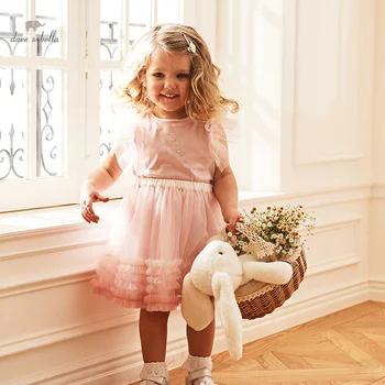 Ново детско сетчатое рокля за момичета Дейв Bella, сладко лятно розова принцеса рокля без ръкави DB2235210