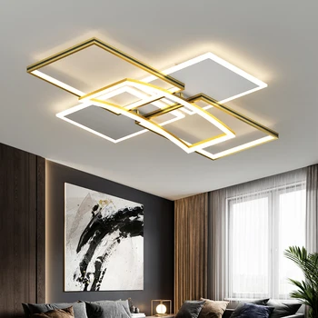 Модерен стил led полилей за спални хол трапезария кухня кабинета на тавана лампа правоъгълен дизайн дистанционно управление на осветлението