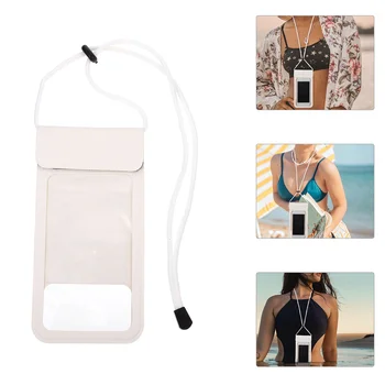 Водоустойчив Калъф за телефон, мобилни чанта за притежателя, чанти със сензорен екран, бял PVC, Универсален