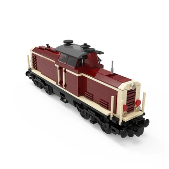 BuildMOC V100 Немски товарен локомотив, електрически Градски влак, набор от градивни елементи, Моторно железопътното превозно средство, високотехнологични играчки за подарък на децата