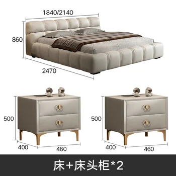 Слоеная легло, тъканно легло с технология за еднократна употреба, италиански минималистичен двойна лампа, луксозна модерна проста легло за хляб, мрежа за главната спалня, червен