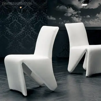 Модерен Лек Луксозен креативен дизайн, Свободен силует тъкан, стол за хранене, хол, K-образна форма, Индивидуалност, Проучване на модата, Писане на