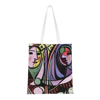 Изработена по поръчка холщовая чанта за пазаруване в стила на Пабло Пикасо, множество дамски чанта за пазаруване в магазини за хранителни стоки