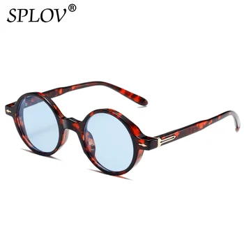 Нови Модни Слънчеви очила Ins Favor, малки Кръгли дамски слънчеви очила в стил пънк, реколта нитове, мъжки нюанси на синьо и зелено, Слънчеви Очила, Леопард UV400