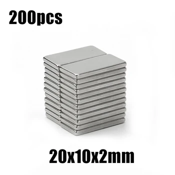 200шт 20x10x2 мм Неодимовый магнит 20*10*2 мм Блок N35 NdFeB Супер Мощен Постоянен Магнитен Блок imanes