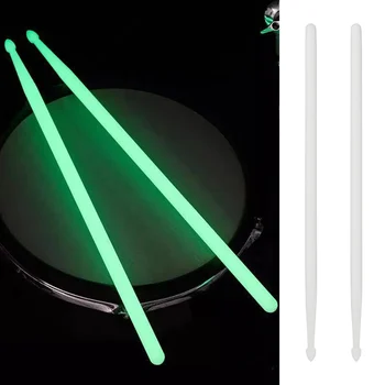 1 Чифт 5A светещи барабанни пръчки, Комплект барабани, флуоресцентни барабанни пръчки, джаз барабанни пръчки, етап светят в тъмното Аксесоари за барабани, зелен