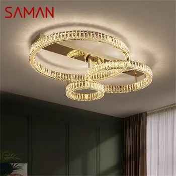 Модерни плафониери SAMAN със златен led кръгла осветление, креативни декоративни осветителни тела за дома