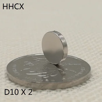 100 бр./лот, дисков магнит 10x2 N35, силен неодимовый редкоземельный постоянен магнит 10*2, неодимови редки земи с постоянни магнити, 10x2