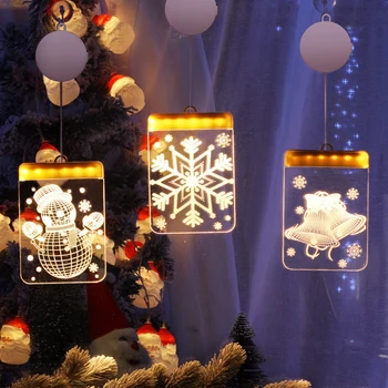 Коледни светлини led камбанка Звезда, Снежен човек Празнична Коледна елха Декор прозорците Приказни светлини от Нощни лампи, за да украсят дома