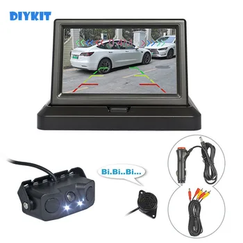 DIYKIT 5-Инчов Комплект Камера за Задно виждане за кола, Резервен Авто Монитор, Паркинг Радар, Сензор 2 в 1, Автомобилна Камера, Парковочная система