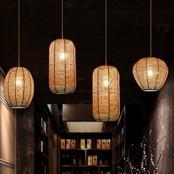 Нови китайски лампи Дзен Tea Room B & B, японски лампи, лампа за хранене, конопляная лампа, полилей за чайна стая