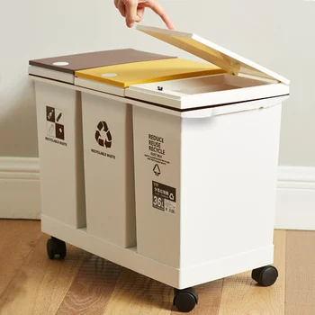 Кофа за боклук Организация за съхранение в кухнята Кофа за рециклиране Класификация на отпадъци Куб. кофа за Боклук Баня офис Мокро и сухо отделяне
