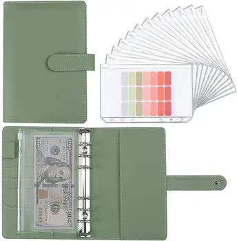 Бюджетен планер 2022 A6 с 12 бр. парични конвертами Цветни бележник от изкуствена кожа с 12 БР джобове за папки A6