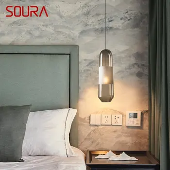 Подвесная полилей от скандинавския стъкло SOURA, led Съвременни творчески висящи лампи за дома, трапезария, спални, Нощни осветителни тела