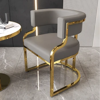 Дизайнерски кожени трапезни столове със златни крака, Мрачен Апартамент, Безплатна Доставка, Столове за фризьорски салон, салон за красота Fauteuil за грим, Предмети от бита