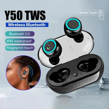 Y50 Bluetooth Слушалки 5,0 Безжична Слушалка е IPX7 Водоустойчив Слушалки С Дълбоки Бас True Wireless Стерео Слушалки Спортни Слушалки TWS