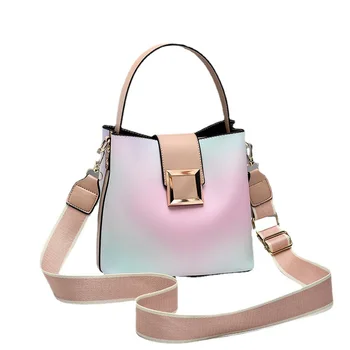 2023, нови дамски чанти, изкуствена кожа наклон цветове, модни чанти-кофи, марка дизайнерски дамски градска чанта в широк рамо