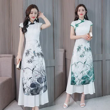 Вьетнамское Традиционната рокля Женски Лято 2020 г., източното рокля Чонсам, рокля Ципао Ад Дай китайски стил, Виетнамски облекло FF2773
