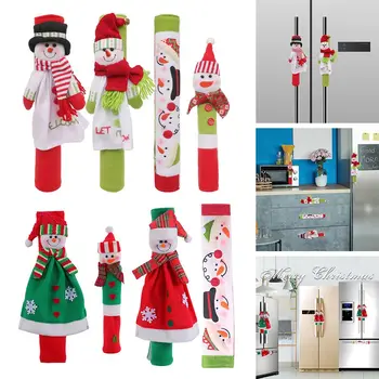 Коледни ръкавици за хладилника, капака на дръжката на хладилника, Дядо Коледа, Микровълнова печка, съдомиялна машина, декорация на врати за дома, подарък Навидад